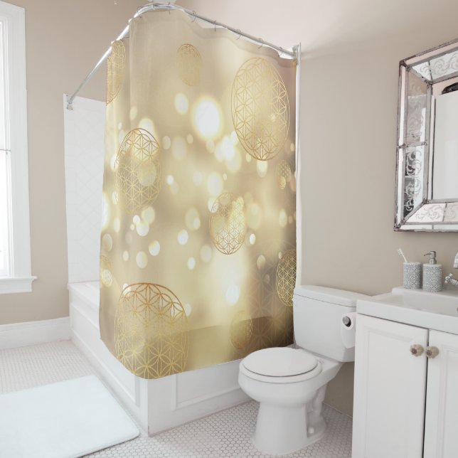 Flower of life gold sparkle duschvorhang shower curtain (In Situ)