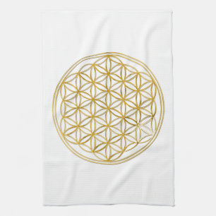 FLOWER OF LIFE - gold Tea Towel