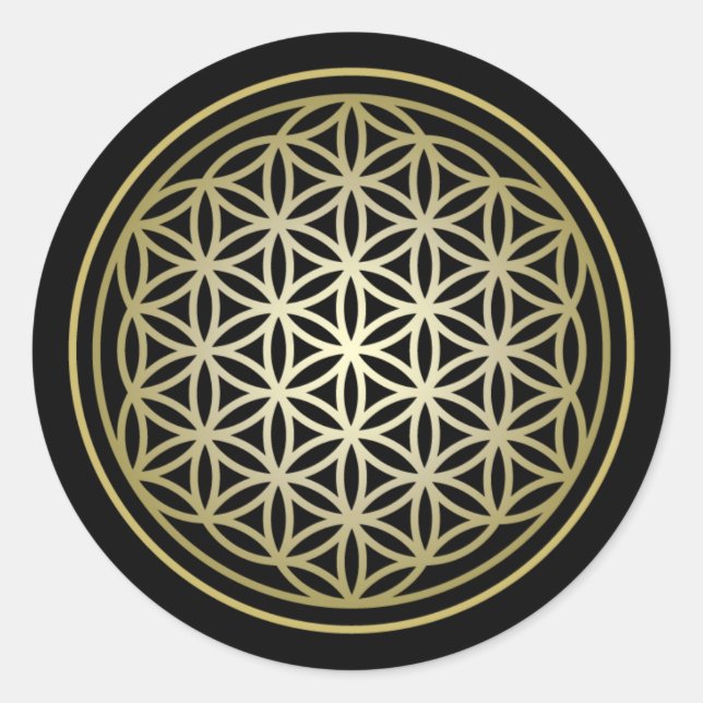 Flower of Life - Gold Version 2 Classic Round Sticker (Front)