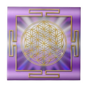 FLOWER OF LIFE - gold yantra Tile