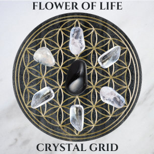 Flower of Life Golden Crystal Grid in Cosmos Cutting Board