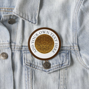 FLOWER OF LIFE - golden medal 7.5 Cm Round Badge