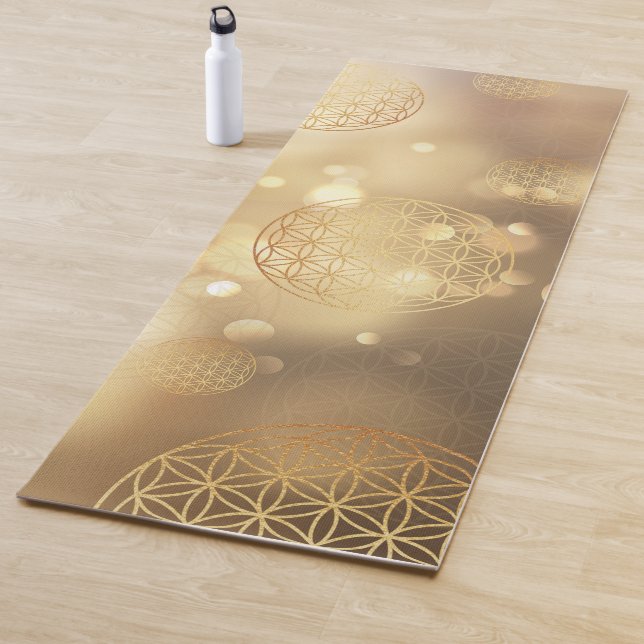 Flower of life golden sparkle yoga mat (In Situ)