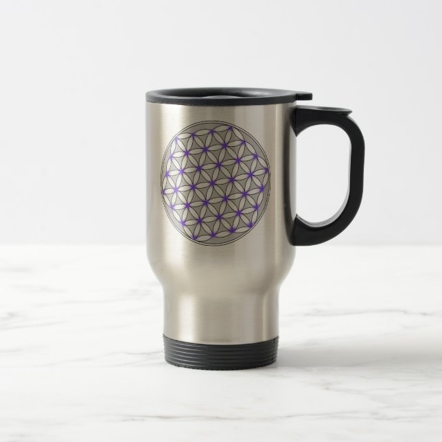 Flower of Life Grey Lilac Travel Mug (Right)