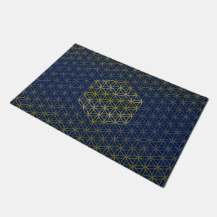 Flower of Life - grid pattern gold silver Doormat