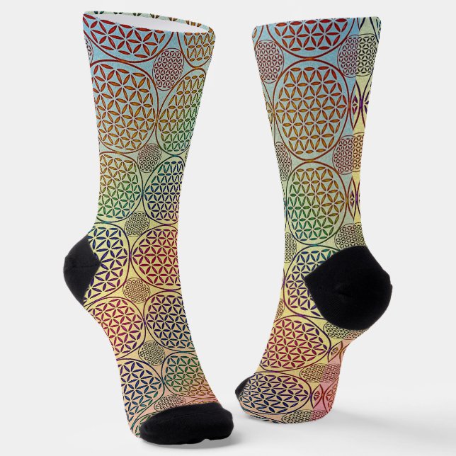 FLOWER OF LIFE - grunge pattern 1 Socks (Angled)