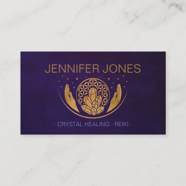 Flower of life - Healing Crystals Business Card (Front)