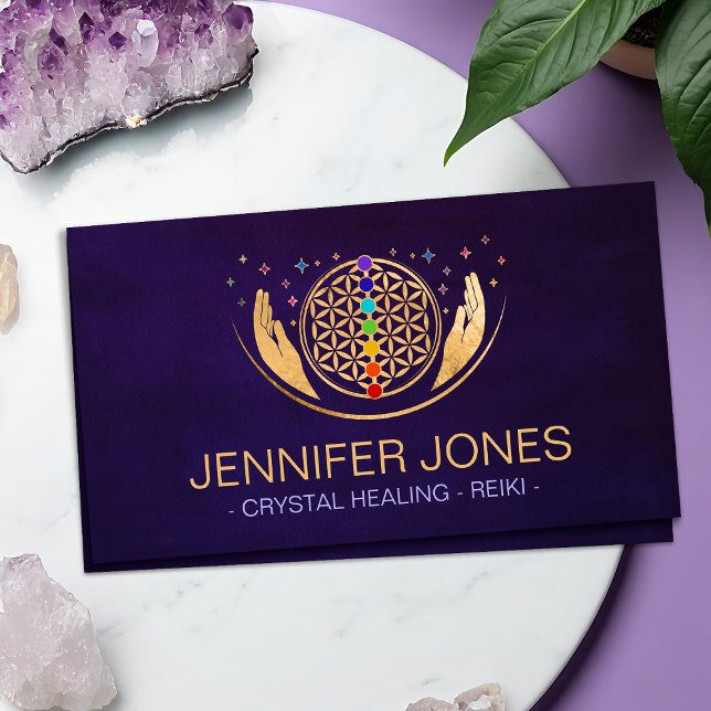 Flower of life, healing hands, chakras business card (Creator Uploaded)