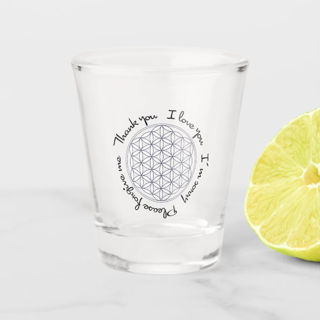Flower of Life Ho'oponopono Shot Glass (Front)