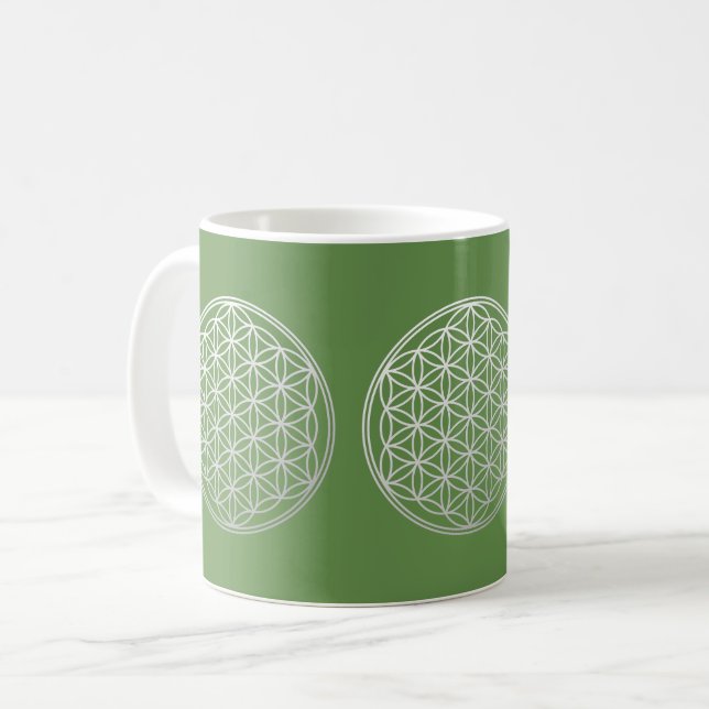 Flower of Life in gradient white - Coffee Mug (Front Left)