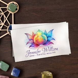 Flower of life in lotus flower -Watercolor Business Card