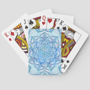 Flower of Life in Lotus - Gentle Sky Blue Playing Cards