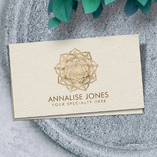 Flower of Life in Lotus - pastel golds and canvas Business Card