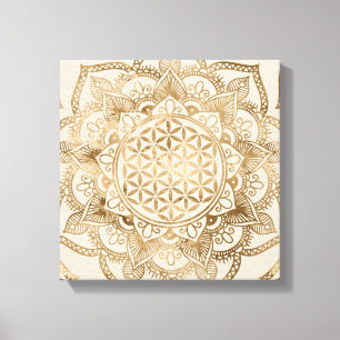 Flower of Life in Lotus - pastel golds and canvas Print