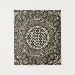 Flower of life in mandala on canvas tapestry