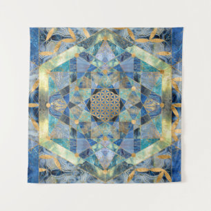 Flower of Life in Sacred Geometry Marble Ornament Tapestry
