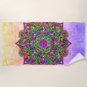 Flower Of Life - Indian Mandala 1 Beach Towel