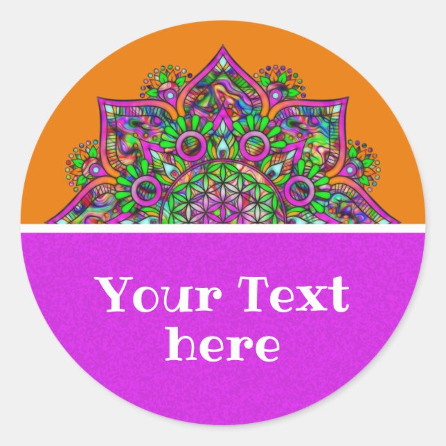 Flower Of Life - Indian Mandala 1 Classic Round Sticker (Front)