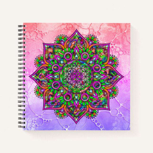 Flower Of Life - Indian Mandala 1 Notebook (Front)