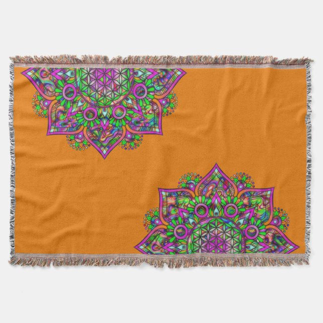 Flower Of Life - Indian Mandala 1 Throw Blanket (Front)