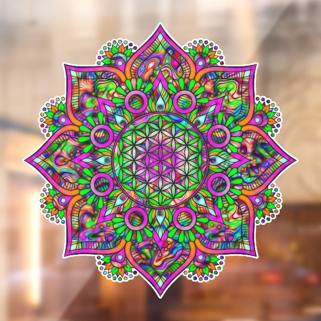 Flower Of Life - Indian Mandala 1 Window Cling (Sheet 2)