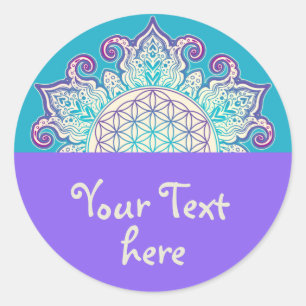 Flower Of Life - Indian Mandala 2 Classic Round Sticker