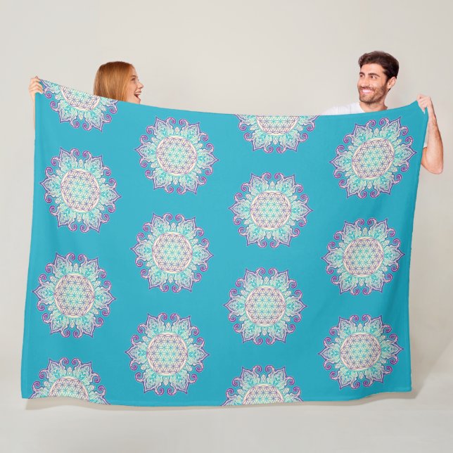 Flower Of Life - Indian Mandala 2 Fleece Blanket (In Situ)