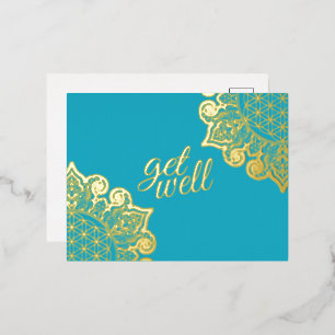 Flower Of Life - Indian Mandala 2 Foil Holiday Postcard