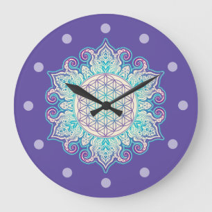 Flower Of Life - Indian Mandala 2 Large Clock