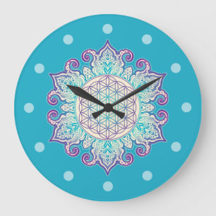 Flower Of Life - Indian Mandala 2 Large Clock