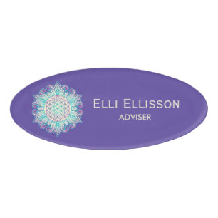 Flower Of Life - Indian Mandala 2 Name Tag