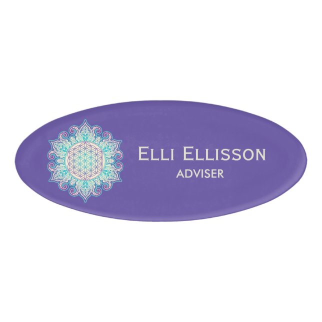 Flower Of Life - Indian Mandala 2 Name Tag (Front)