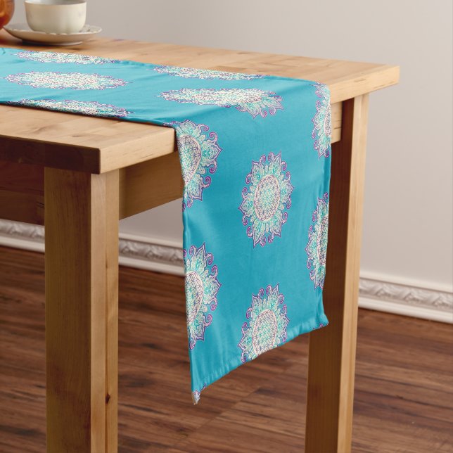 Flower Of Life - Indian Mandala 2 Short Table Runner (In Situ)