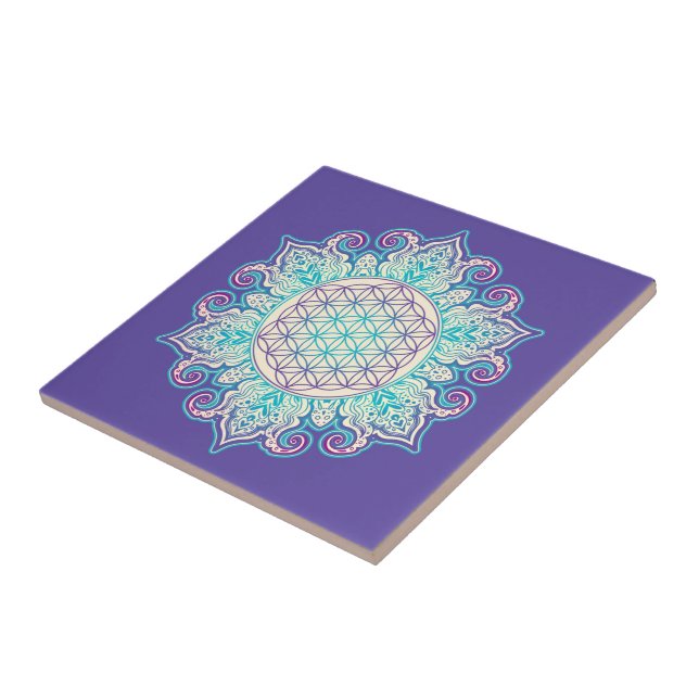 Flower Of Life - Indian Mandala 2 Tile (Side)