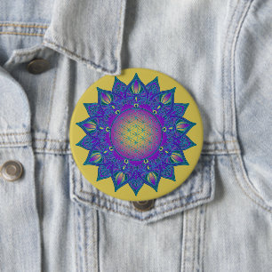 Flower Of Life - Indian Mandala 3 10 Cm Round Badge