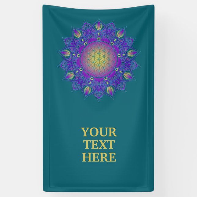 Flower Of Life - Indian Mandala 3 Banner (Vertical)
