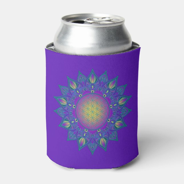 Flower Of Life - Indian Mandala 3 Can Cooler (Can Front)