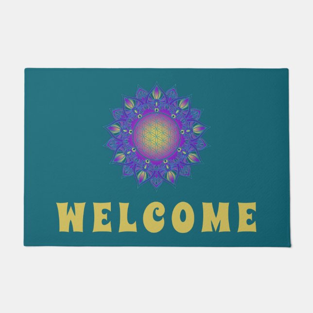 Flower Of Life - Indian Mandala 3 Doormat (Front)