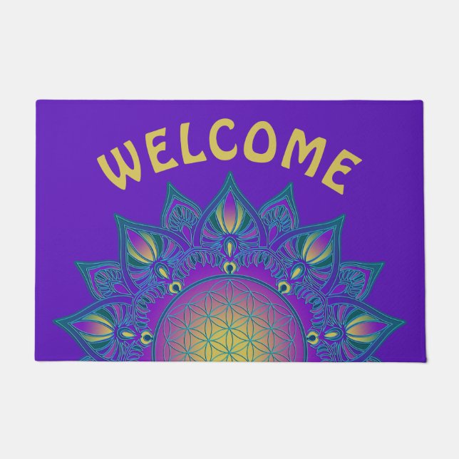 Flower Of Life - Indian Mandala 3 Doormat (Front)