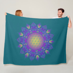 Flower Of Life - Indian Mandala 3 Fleece Blanket