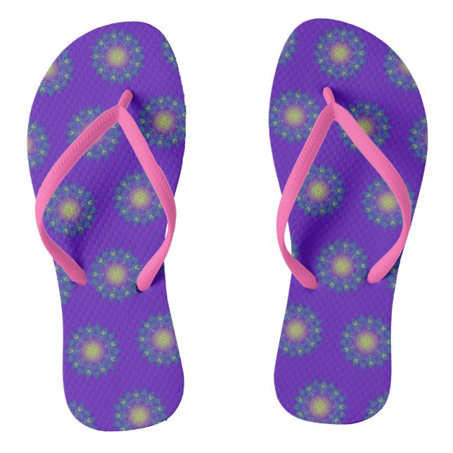 Flower Of Life - Indian Mandala 3 Flip Flops (Footbed)
