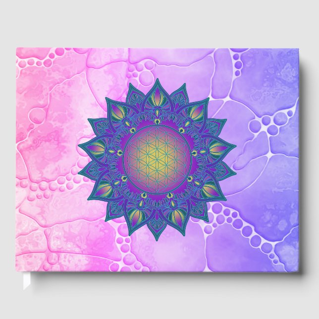 Flower Of Life - Indian Mandala 3 Guest Book (Front)
