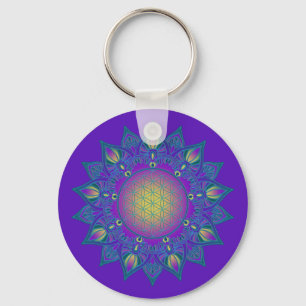 Flower Of Life - Indian Mandala 3 Key Ring