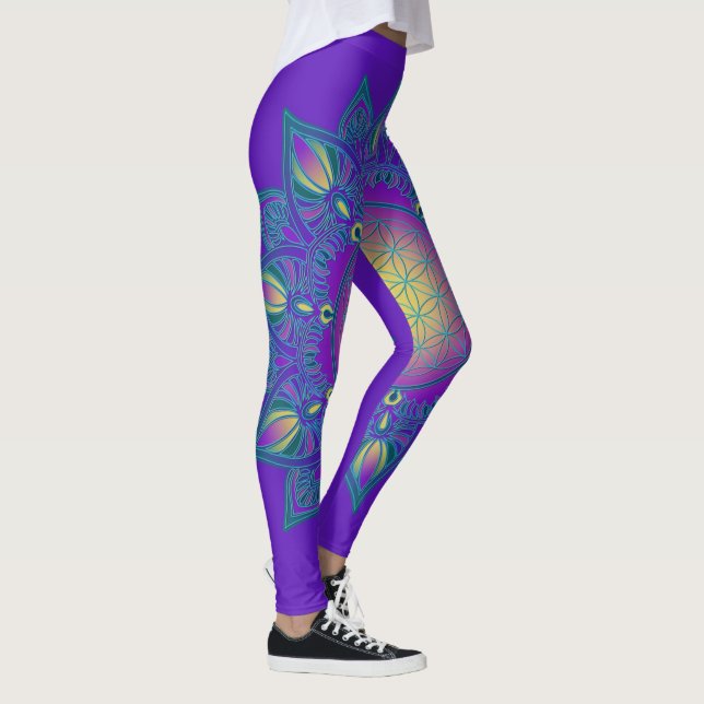 Flower Of Life - Indian Mandala 3 Leggings (Right)