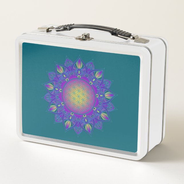 Flower Of Life - Indian Mandala 3 Metal Lunch Box (Front)
