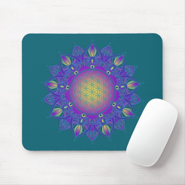 Flower Of Life - Indian Mandala 3 Mouse Mat (With Mouse)