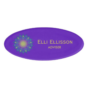 Flower Of Life - Indian Mandala 3 Name Tag