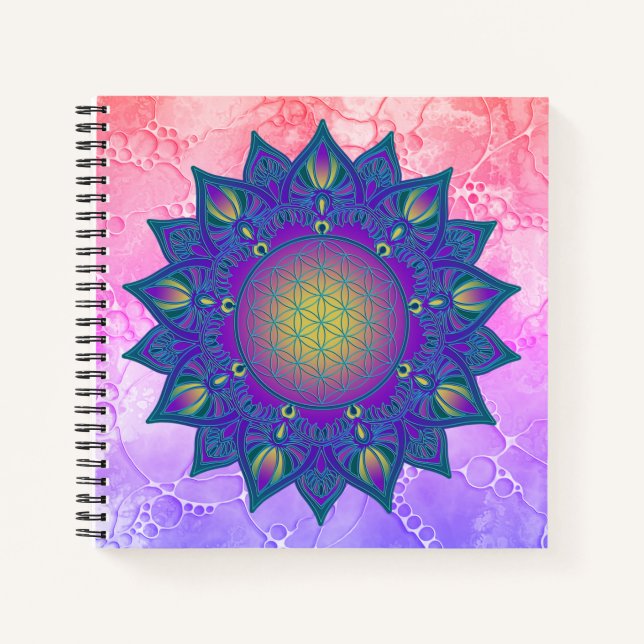 Flower Of Life - Indian Mandala 3 Notebook (Front)