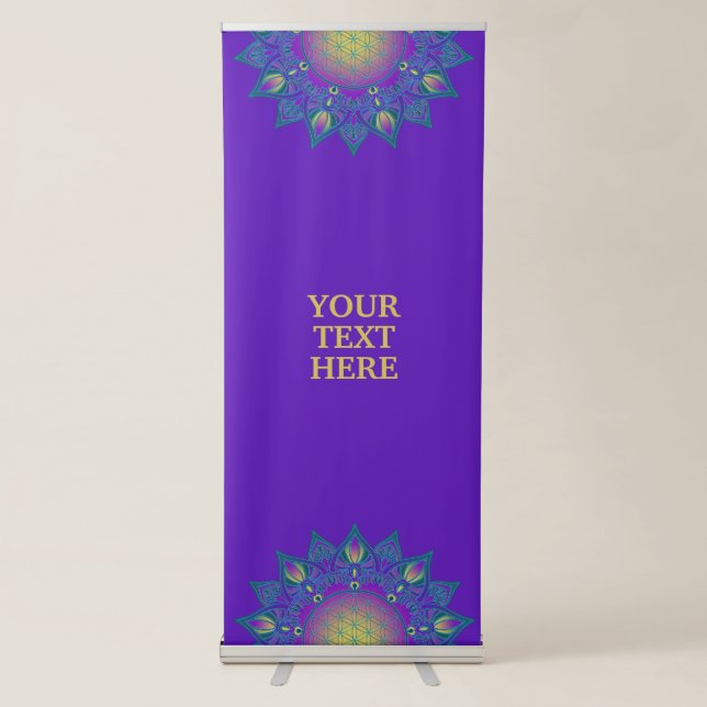 Flower Of Life - Indian Mandala 3 Retractable Banner (Front)