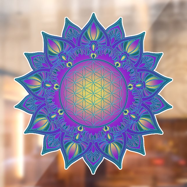 Flower Of Life - Indian Mandala 3 Window Cling (Sheet 2)